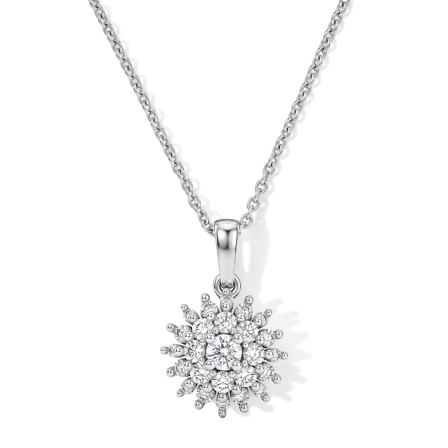 Luxuriant Lab Grown Diamond G-H SI 0.50 ctw Pendant Necklace in Rhodium Over Sterling Silver 20 Inches