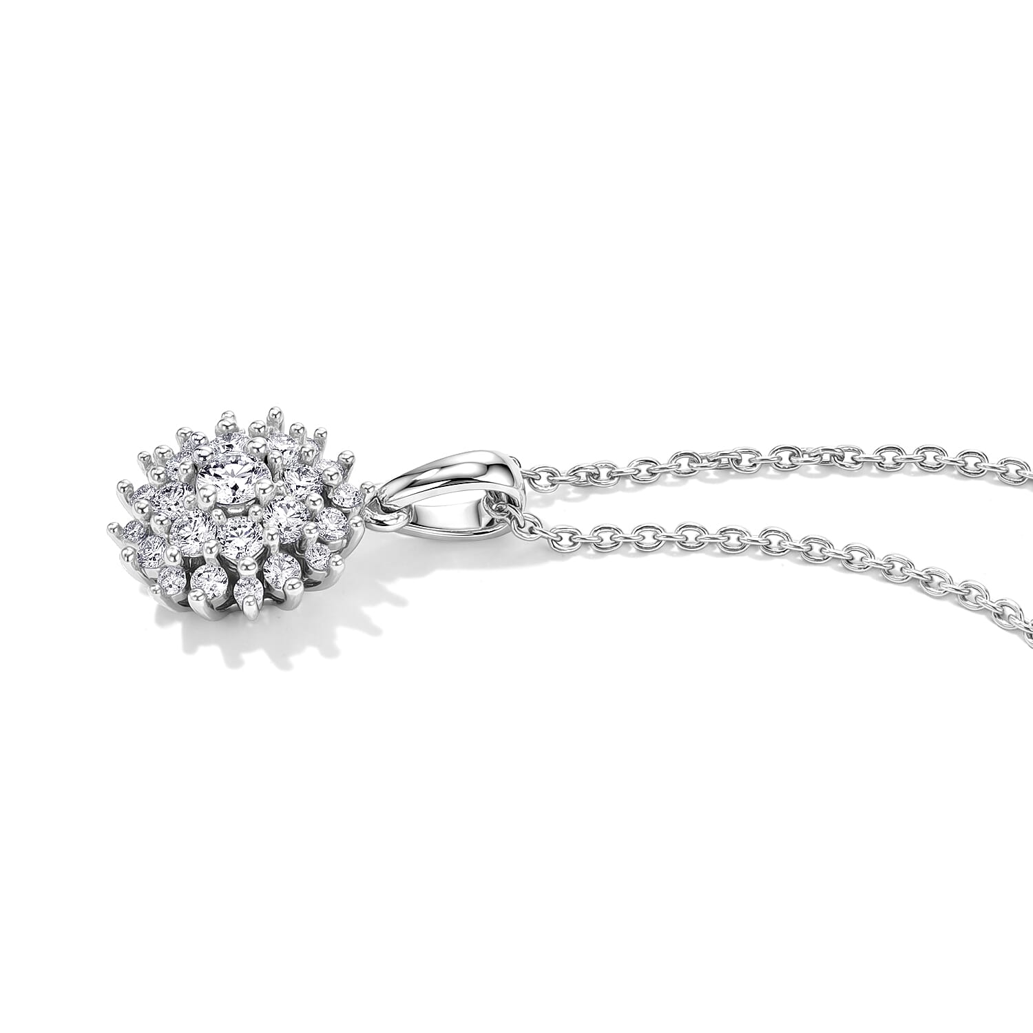 Luxuriant Lab Grown Diamond G-H SI 0.50 ctw Pendant Necklace in Rhodium Over Sterling Silver 20 Inches