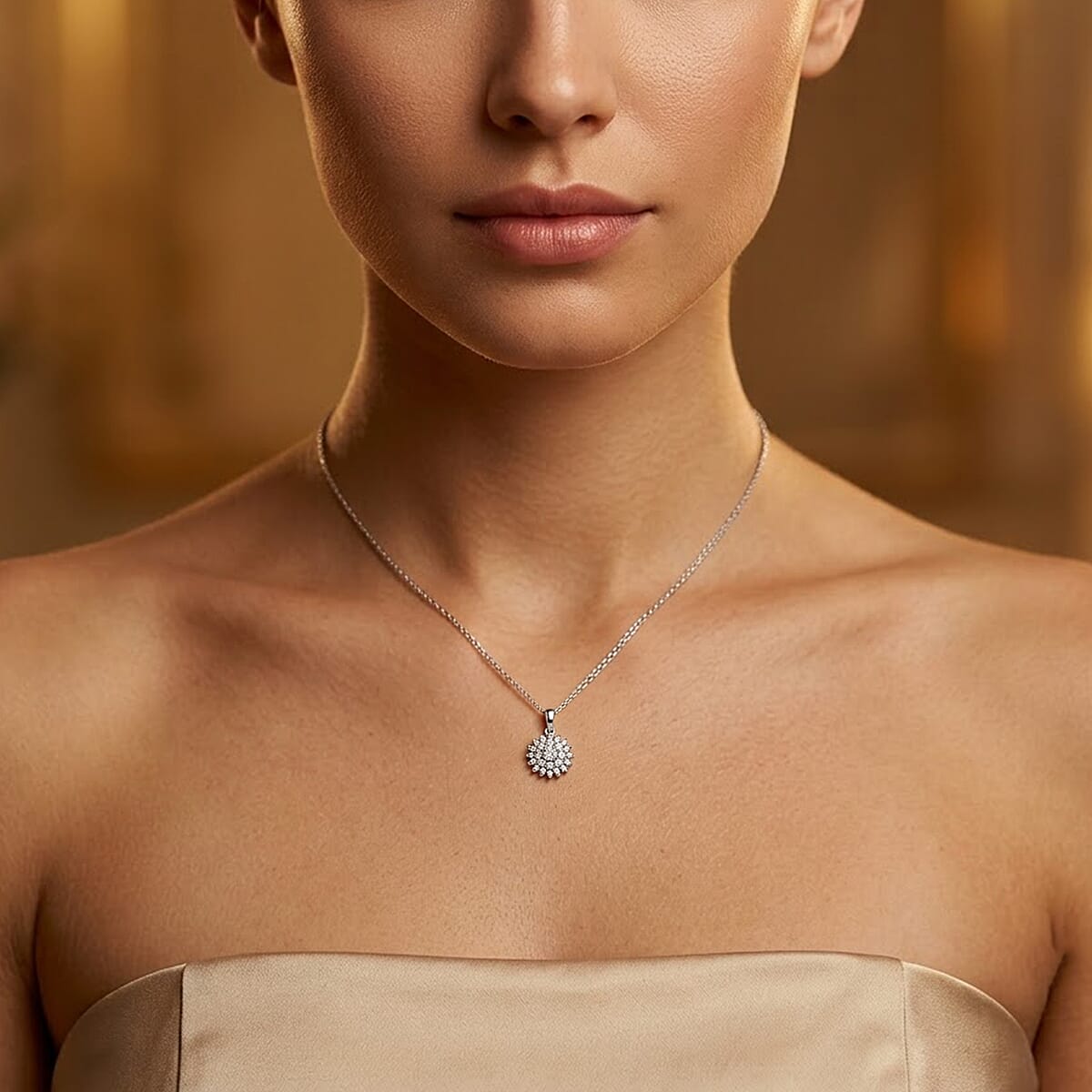 Luxuriant Lab Grown Diamond G-H SI 0.50 ctw Pendant Necklace in Rhodium Over Sterling Silver 20 Inches