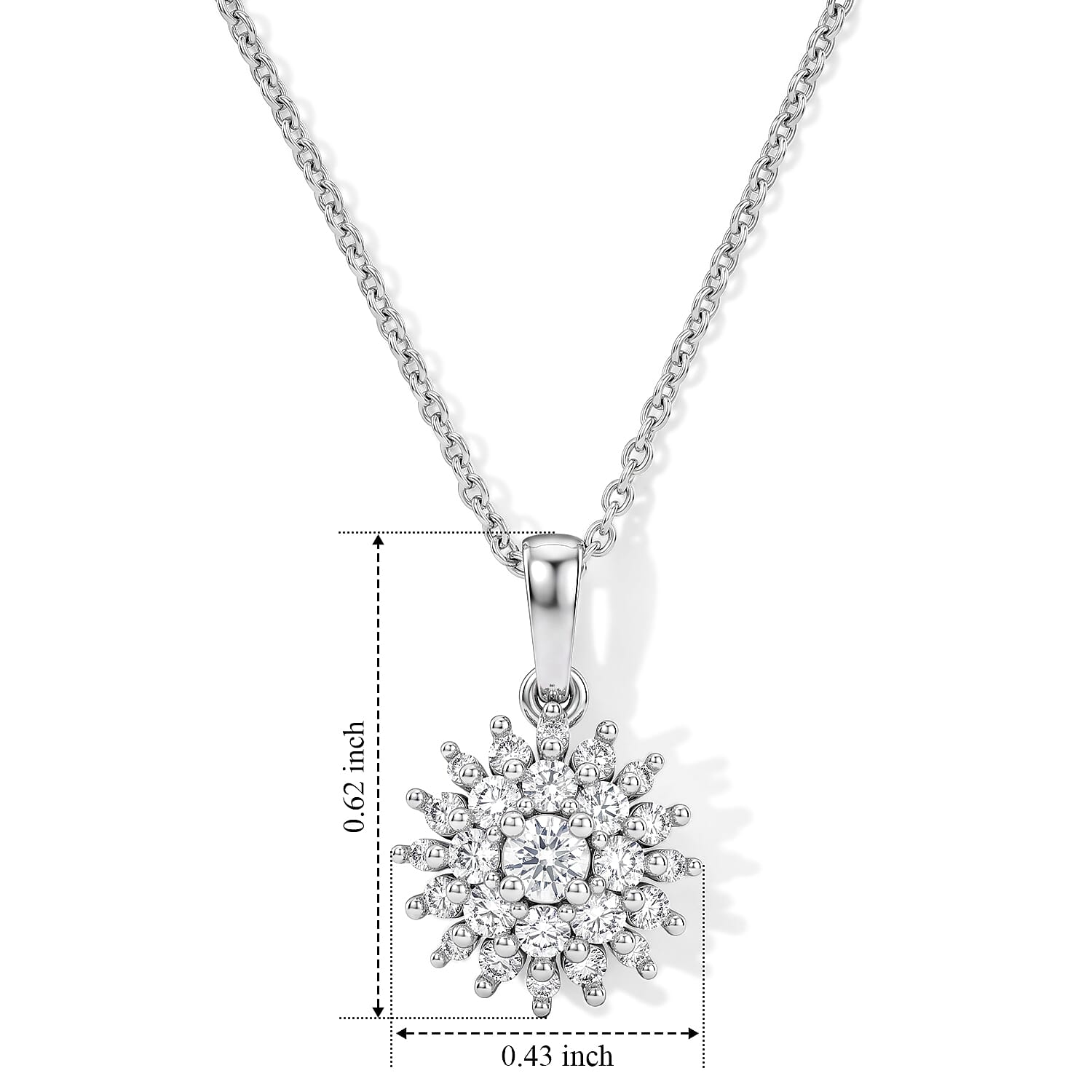 Luxuriant Lab Grown Diamond G-H SI 0.50 ctw Pendant Necklace in Rhodium Over Sterling Silver 20 Inches