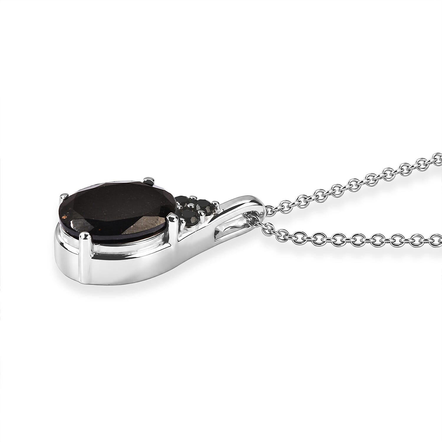 EverTrue Australian Black Tourmaline and Thai Black Spinel 6.60 ctw Pendant Necklace in Stainless Steel 20 Inches