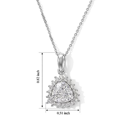 D'Joy Moissanite 2.40 ctw Pendant Necklace (20 Inches) in Rhodium Over Sterling Silver