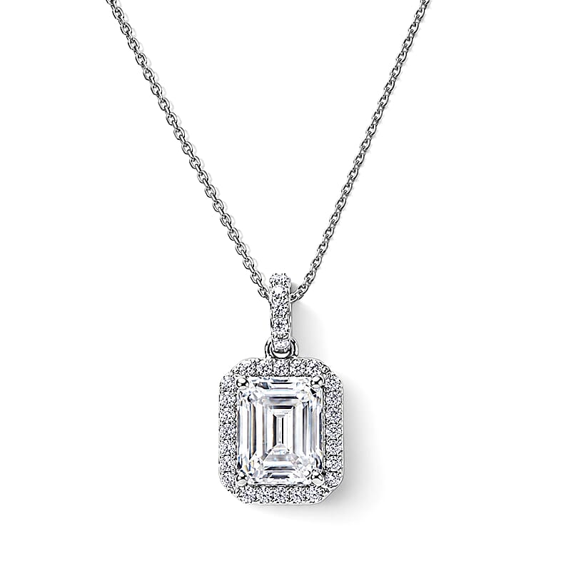 D'Joy Moissanite 4.25 ctw Pendant Necklace in Rhodium Over Sterling Silver 20 Inches
