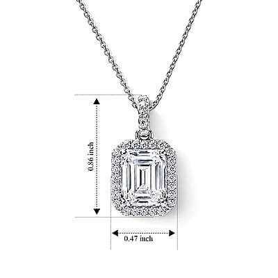 D'Joy Moissanite 4.25 ctw Pendant Necklace in Rhodium Over Sterling Silver 20 Inches