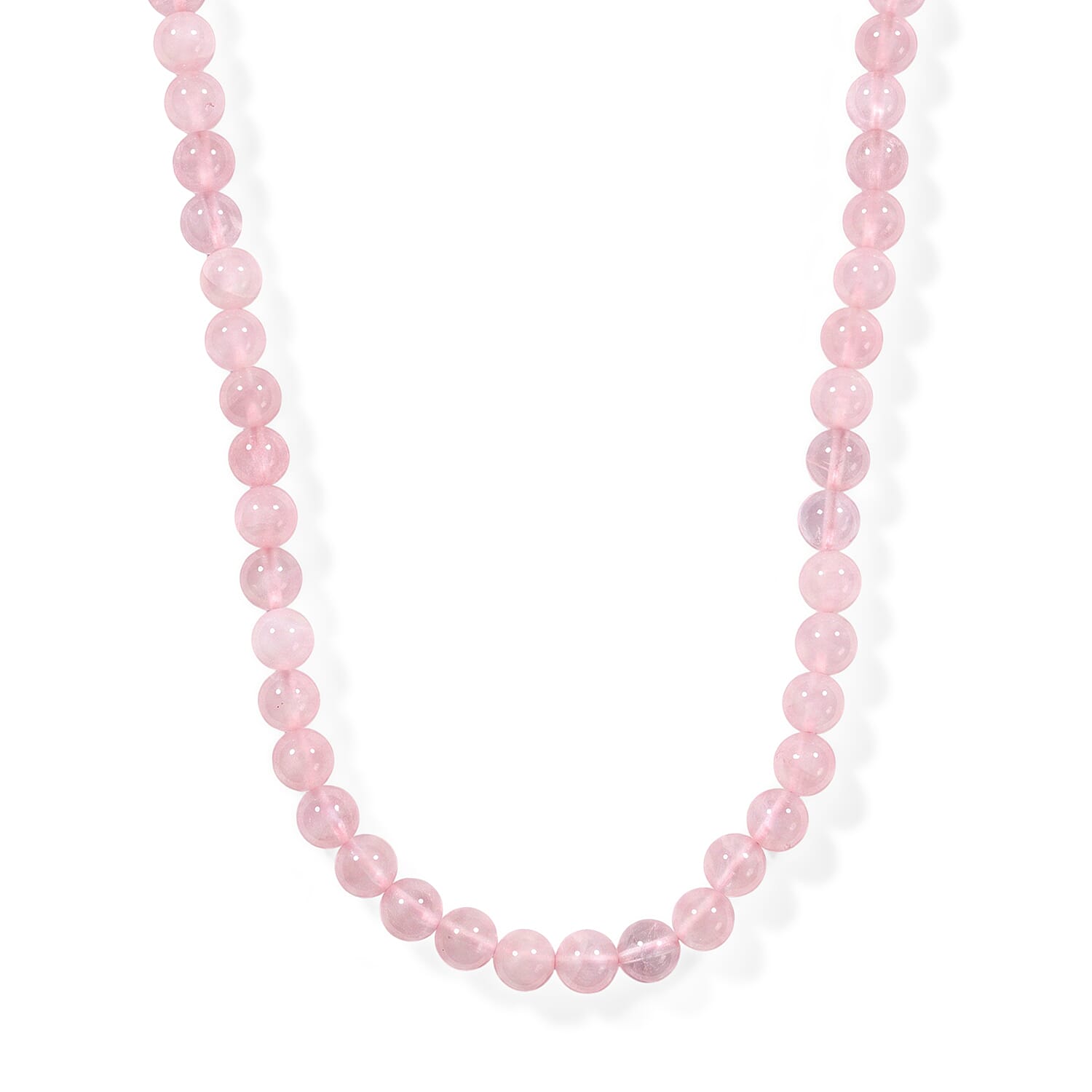 Galilea Rose Quartz 200.80 ctw Beaded Necklace 18-20 Inches and Stretch Bracelet and Earrings in Stainless Steel