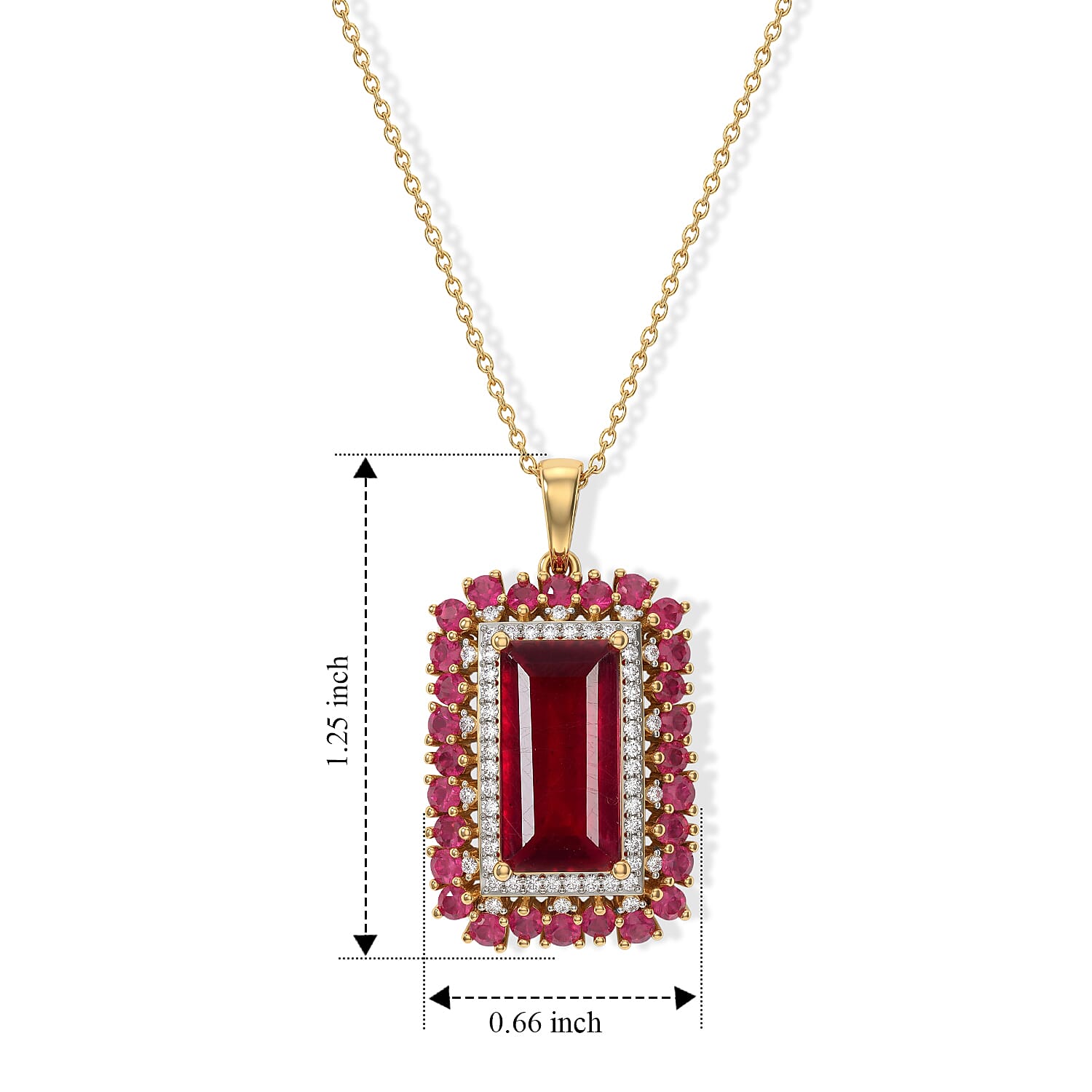 D'Joy Niassa Ruby (FF) and Moissanite 7.40 ctw Pendant Necklace in 18K Vermeil Yellow Gold Over Sterling Silver 20 Inches