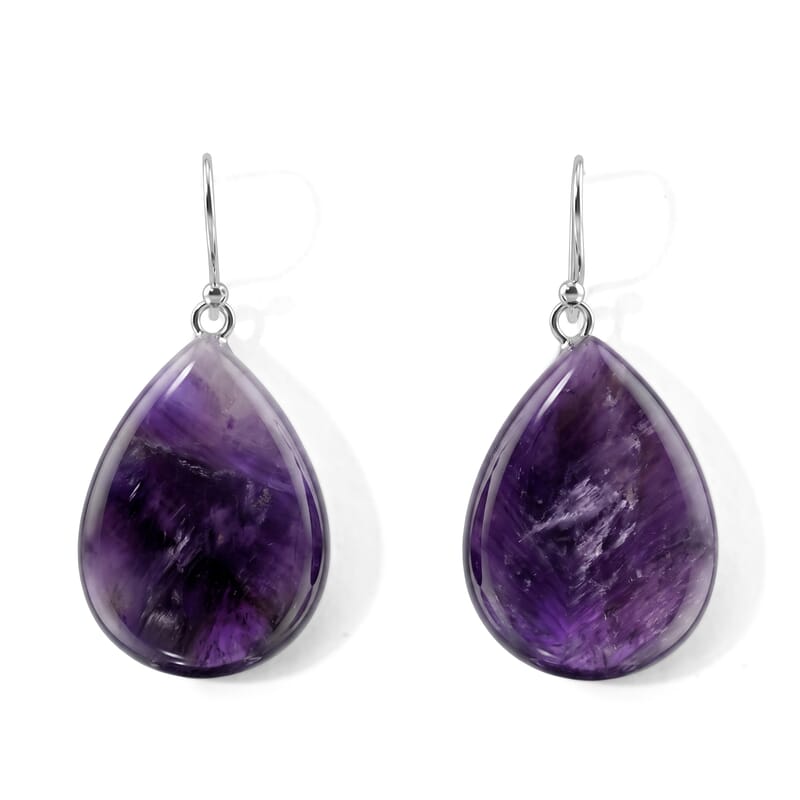 African Amethyst 355.00 ctw Earrings, Chips Necklace (24 Inches) and Pendant Necklace (20-22 Inches) in Stainless Steel