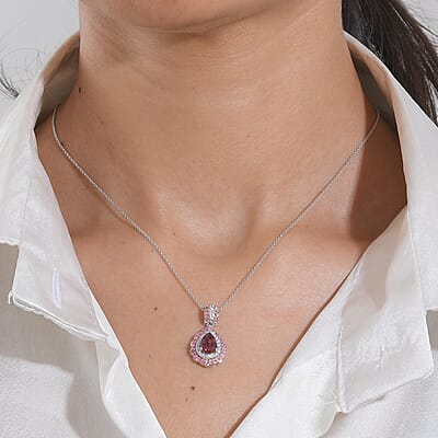 D'Joy AAA Morro Redondo Pink Tourmaline and Multi Gemstone 1.70 ctw Pendant Necklace in Rhodium Over Sterling Silver 20 Inches