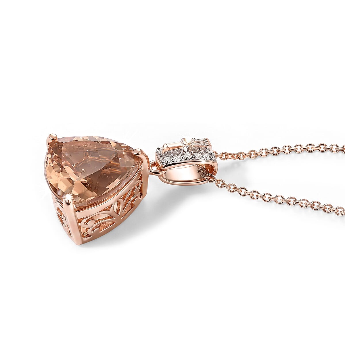Doorbuster Luxoro AAA Marropino Morganite and Diamond I2 5.65 ctw Pendant Necklace in 10K Rose Gold 20 Inches