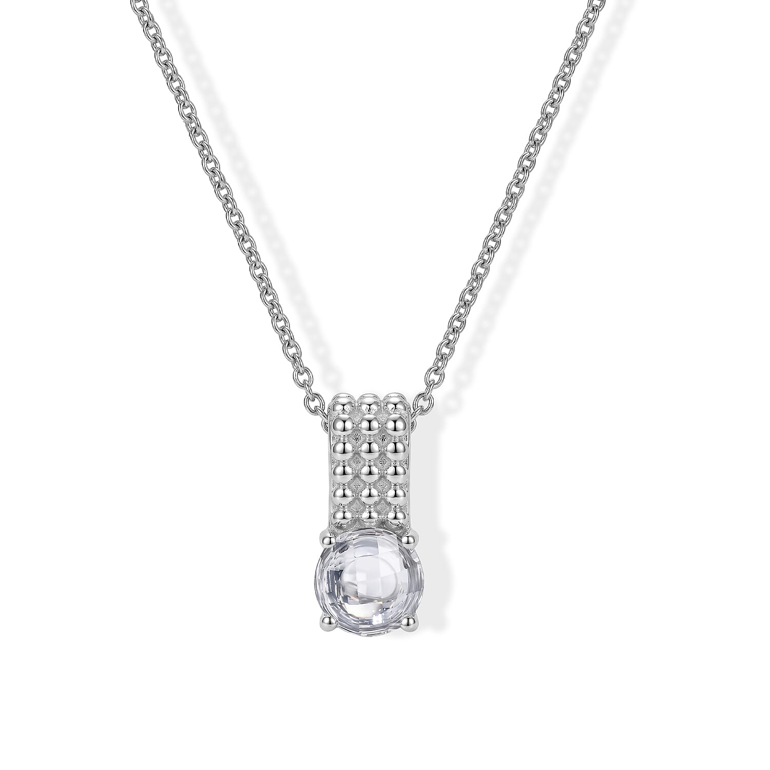 EverTrue Simulated Diamond Bubble Brilliance Pendant in Platinum Bond with Stainless Steel Necklace 20 Inches