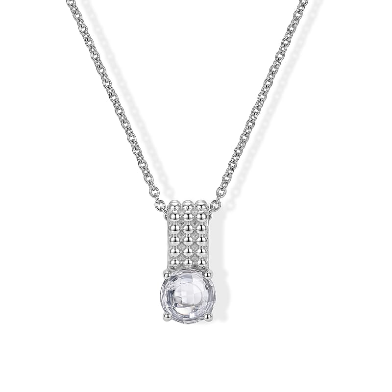 EverTrue Simulated Diamond Bubble Brilliance Pendant in Platinum Bond with Stainless Steel Necklace 20 Inches