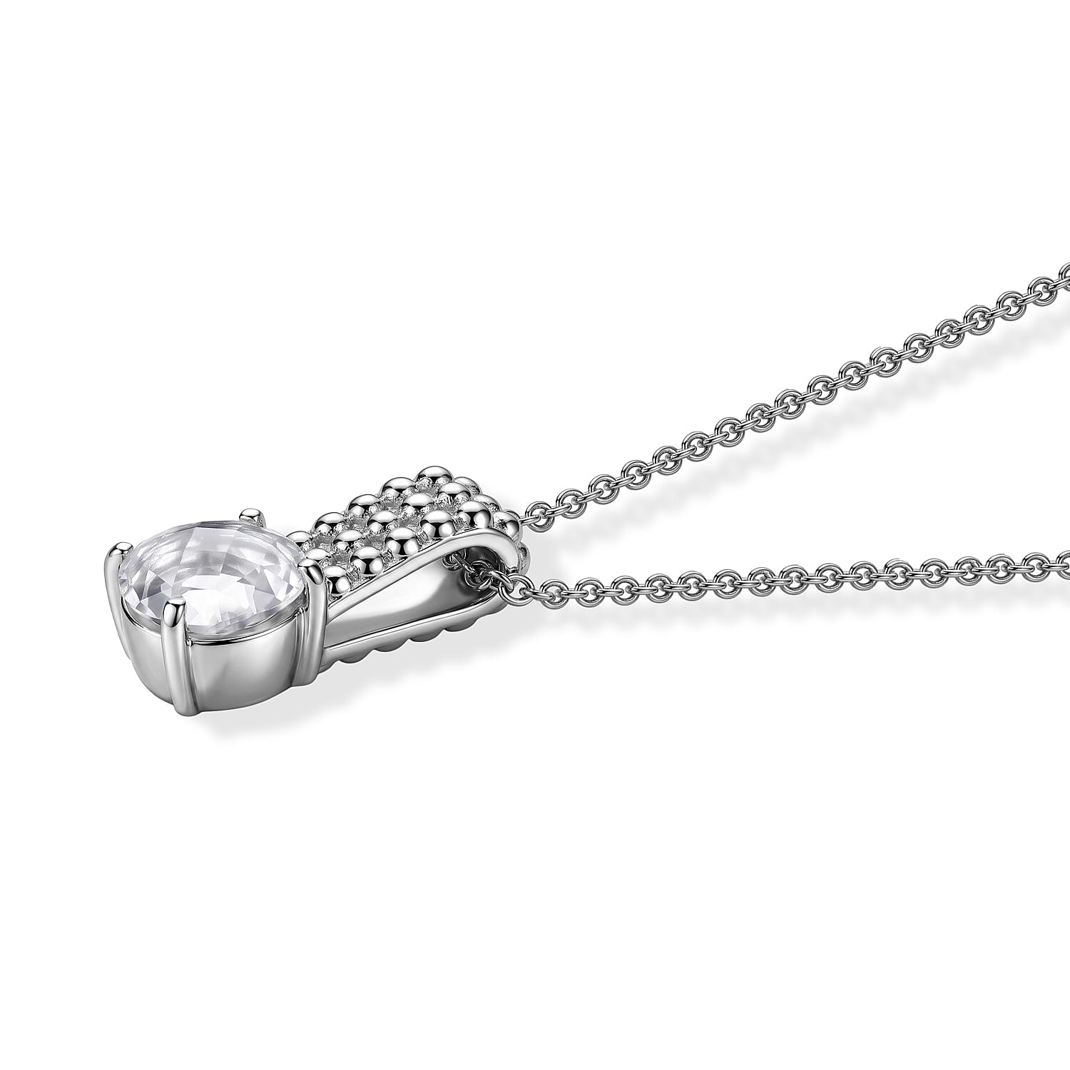 EverTrue Simulated Diamond Bubble Brilliance Pendant in Platinum Bond with Stainless Steel Necklace 20 Inches