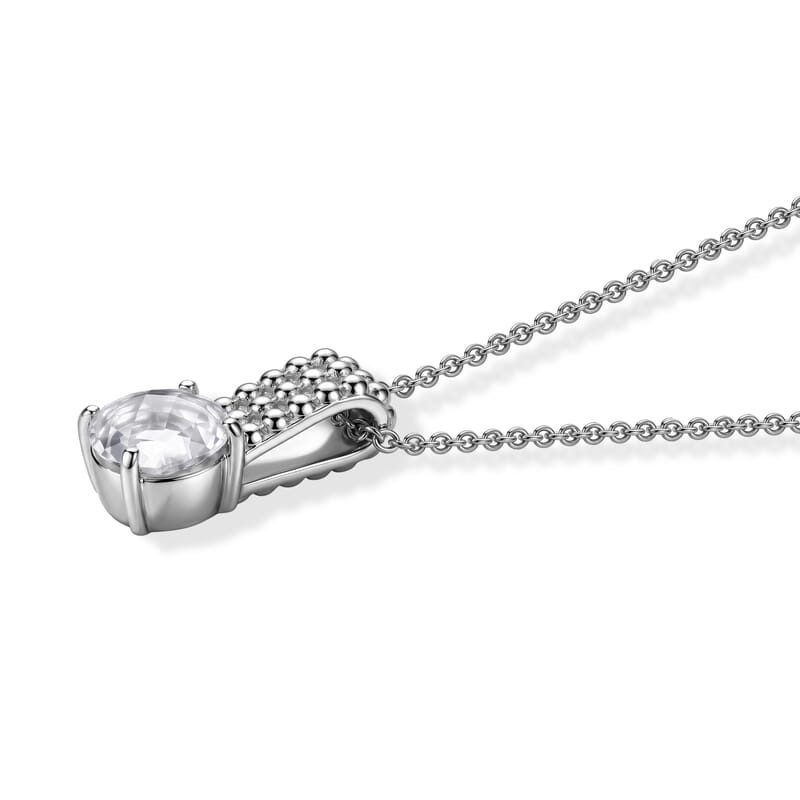 EverTrue Simulated Diamond Bubble Brilliance Pendant in Platinum Bond with Stainless Steel Necklace 20 Inches