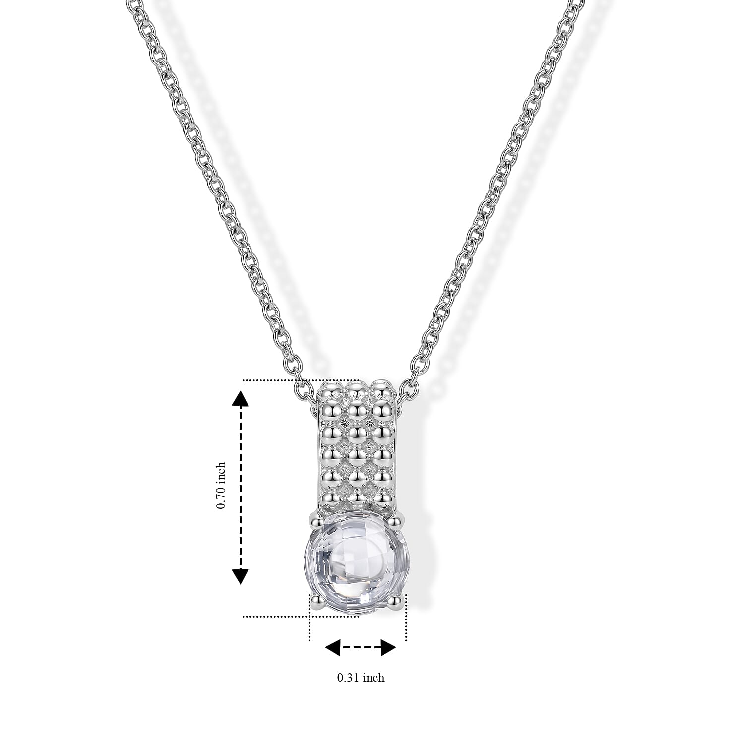 EverTrue Simulated Diamond Bubble Brilliance Pendant in Platinum Bond with Stainless Steel Necklace 20 Inches