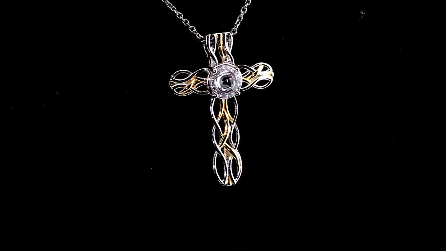 EverTrue Simulated Diamond Pendant in 18K YG Plated and Platinum Bond with Stainless Steel Necklace 20 Inches