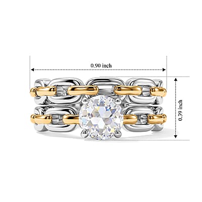 EverTrue Simulated Diamond Set of 2 Ring in Platinum Bond (Size 5.0)