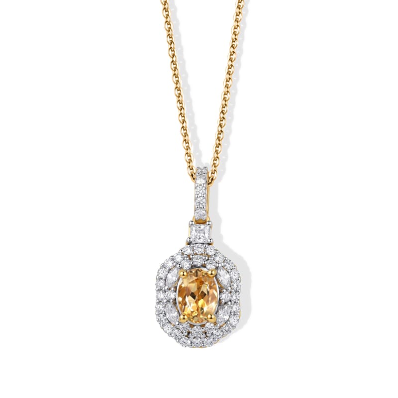 D'Joy Premium Imperial Topaz and Moissanite 1.50 ctw Pendant Necklace in 18K Vermeil Yellow Gold Over Sterling Silver 18 Inches