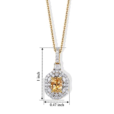 D'Joy Premium Imperial Topaz and Moissanite 1.50 ctw Pendant Necklace in 18K Vermeil Sterling Yellow Gold Over Silver 18 Inches