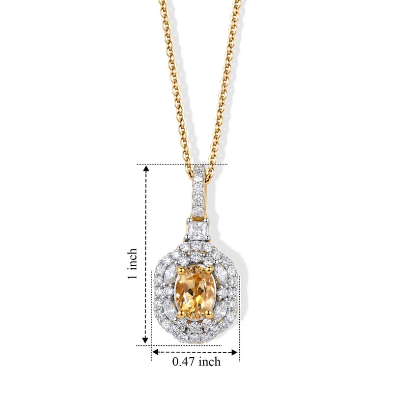 D'Joy Premium Imperial Topaz and Moissanite 1.50 ctw Pendant Necklace in 18K Vermeil Yellow Gold Over Sterling Silver 18 Inches