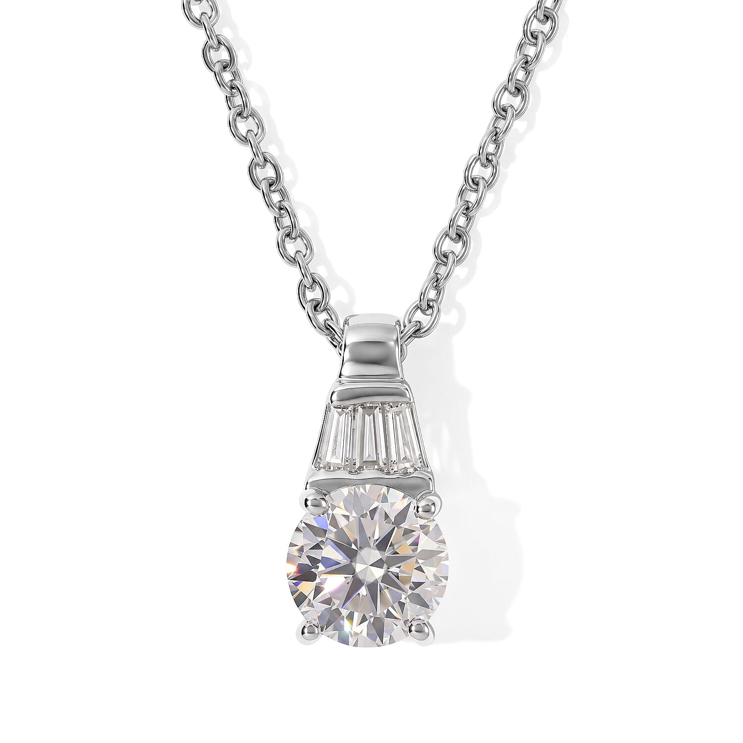 EverTrue Moissanite 1.40 ctw Pendant in Platinum Bond with Stainless Steel Necklace 20 Inches