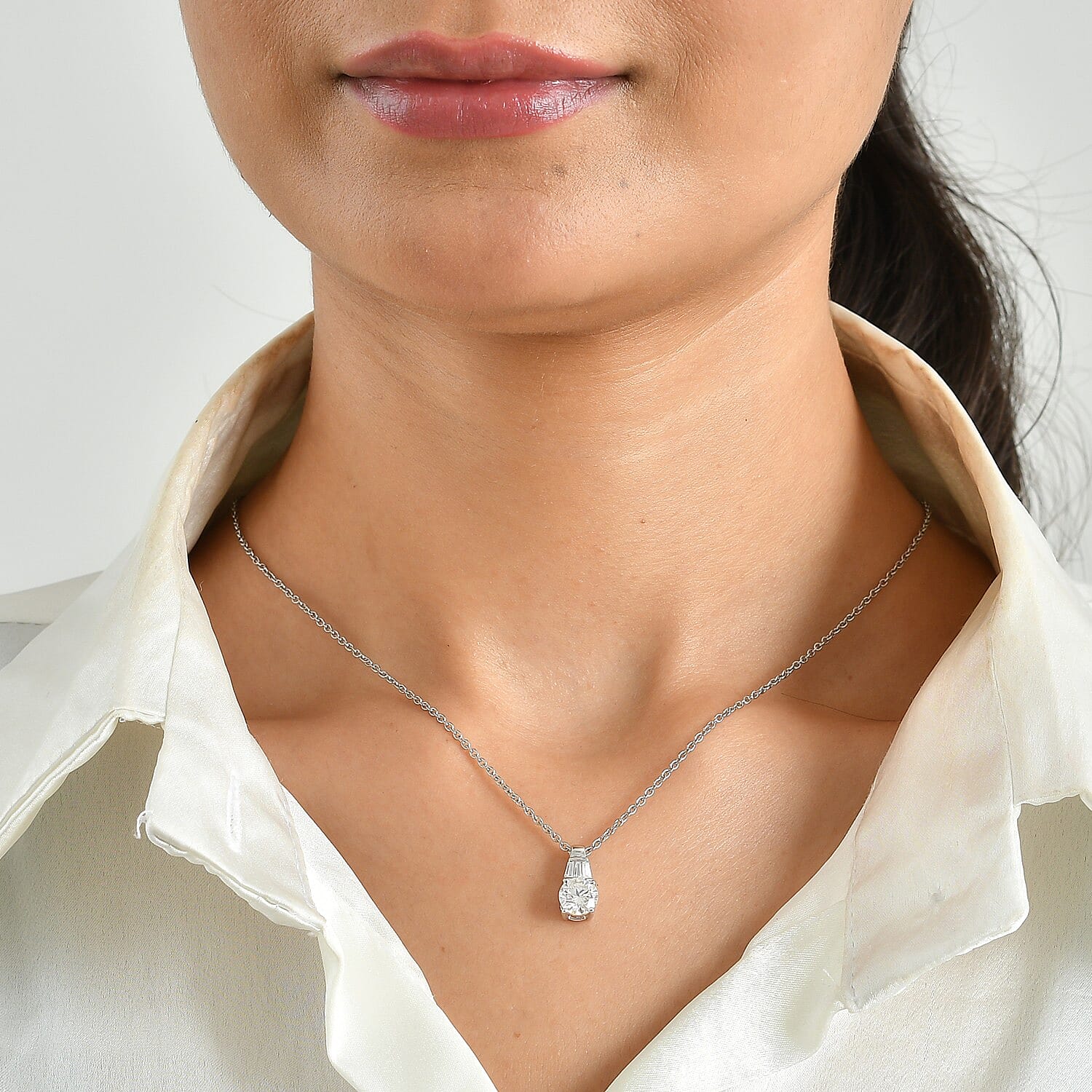 EverTrue Moissanite 1.40 ctw Pendant in Platinum Bond with Stainless Steel Necklace 20 Inches
