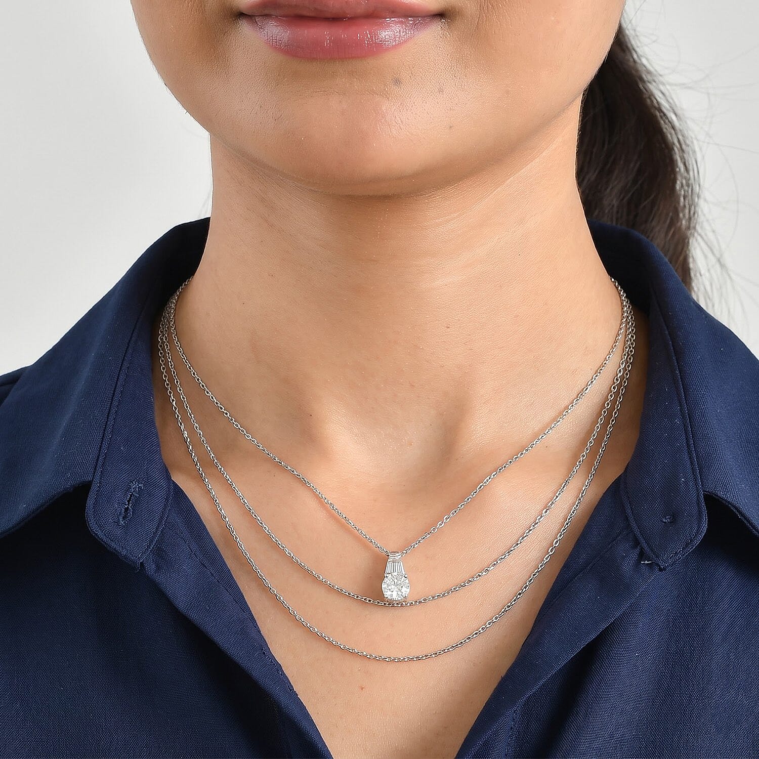 EverTrue Moissanite 1.40 ctw Pendant in Platinum Bond with Stainless Steel Necklace 20 Inches
