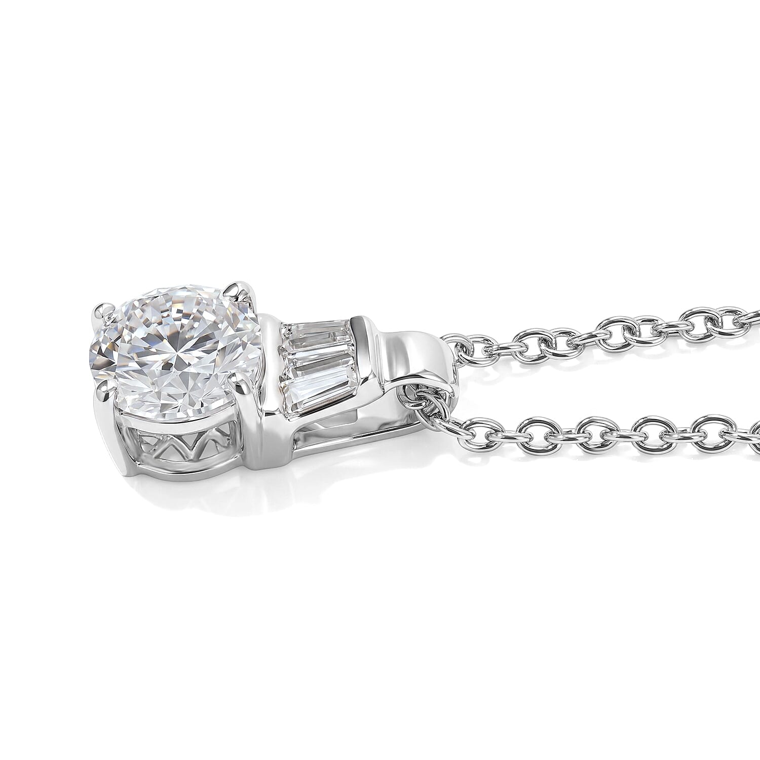 EverTrue Moissanite 1.40 ctw Pendant in Platinum Bond with Stainless Steel Necklace 20 Inches