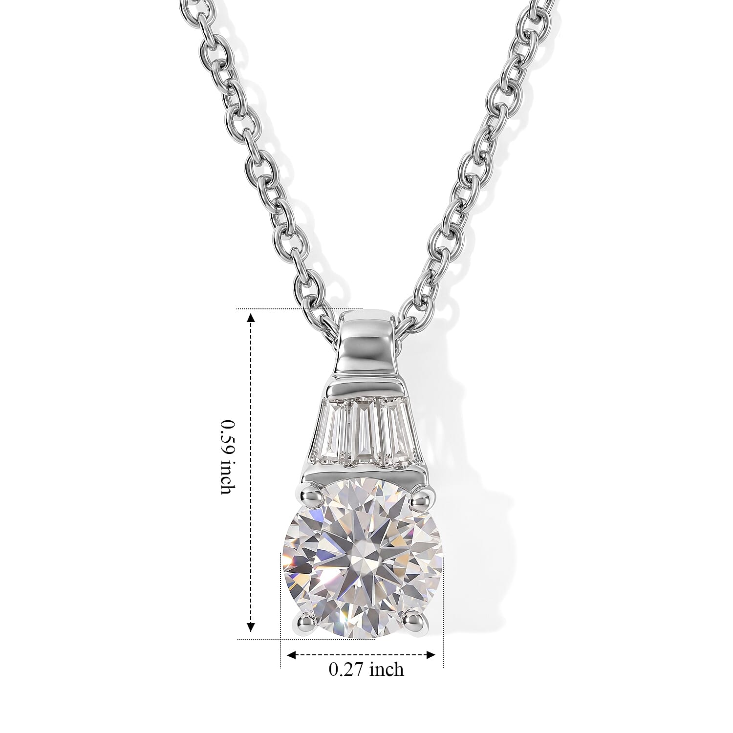 EverTrue Moissanite 1.40 ctw Pendant in Platinum Bond with Stainless Steel Necklace 20 Inches