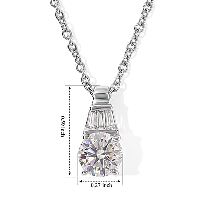 EverTrue Moissanite 1.40 ctw Pendant in Platinum Bond with Stainless Steel Necklace 20 Inches