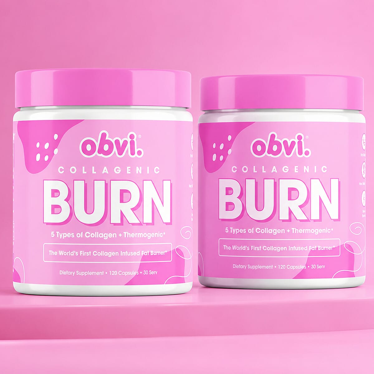 Obvi Collagenic Burn Dietary Fat Burner Supplement (120 Capsules) Made in US - Set of 2