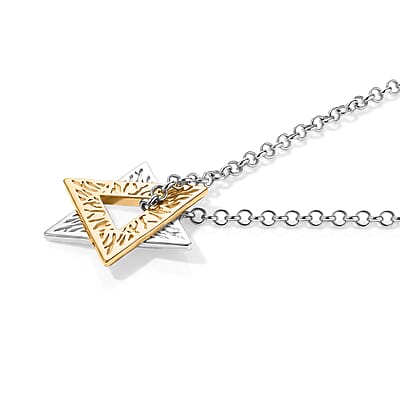 D'Joy Passport to Israel Pendant Necklace in 18K Vermeil YG and Rhodium Over Sterling Silver 20 Inches 7.50 Grams