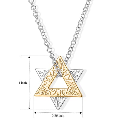D'Joy Passport to Israel Pendant Necklace in 18K Vermeil YG and Rhodium Over Sterling Silver 20 Inches 7.50 Grams