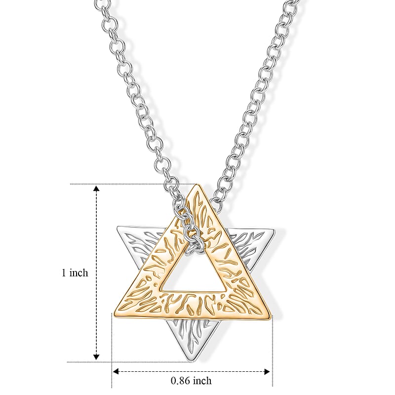 D'Joy Passport to Israel Pendant Necklace in 18K Vermeil YG and Rhodium Over Sterling Silver 20 Inches 7.50 Grams