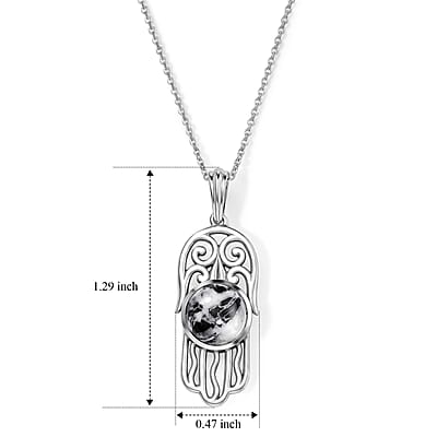 D'Joy Passport to Israel White Buffalo 2.60 ctw Pendant Necklace in Sterling Silver 20 Inches