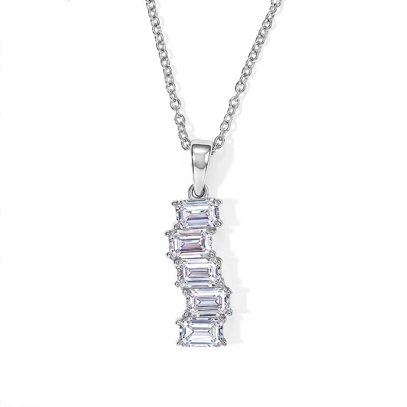 EverTrue Simulated Diamond Pendant Necklace (20 Inches) in Stainless Steel