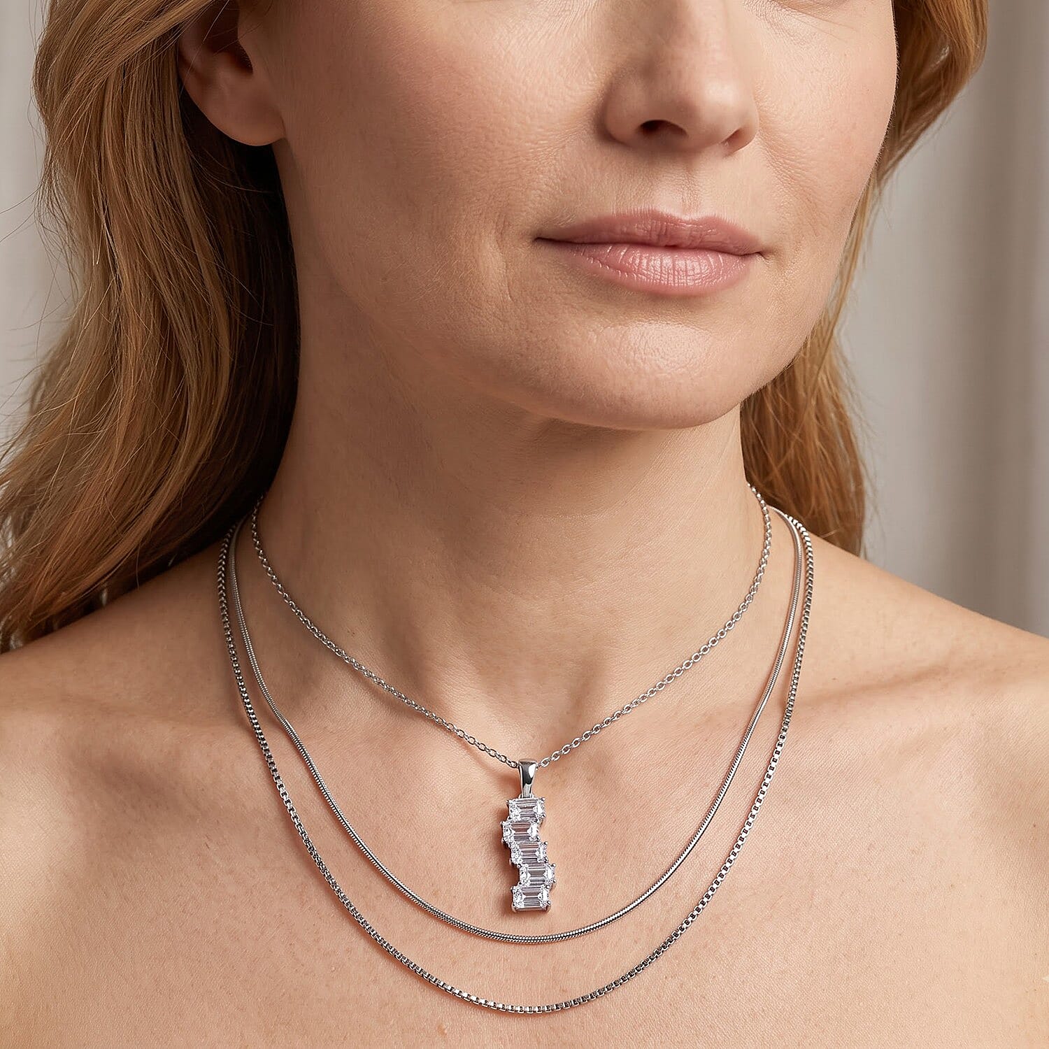 EverTrue Simulated Diamond Pendant Necklace (20 Inches) in Stainless Steel