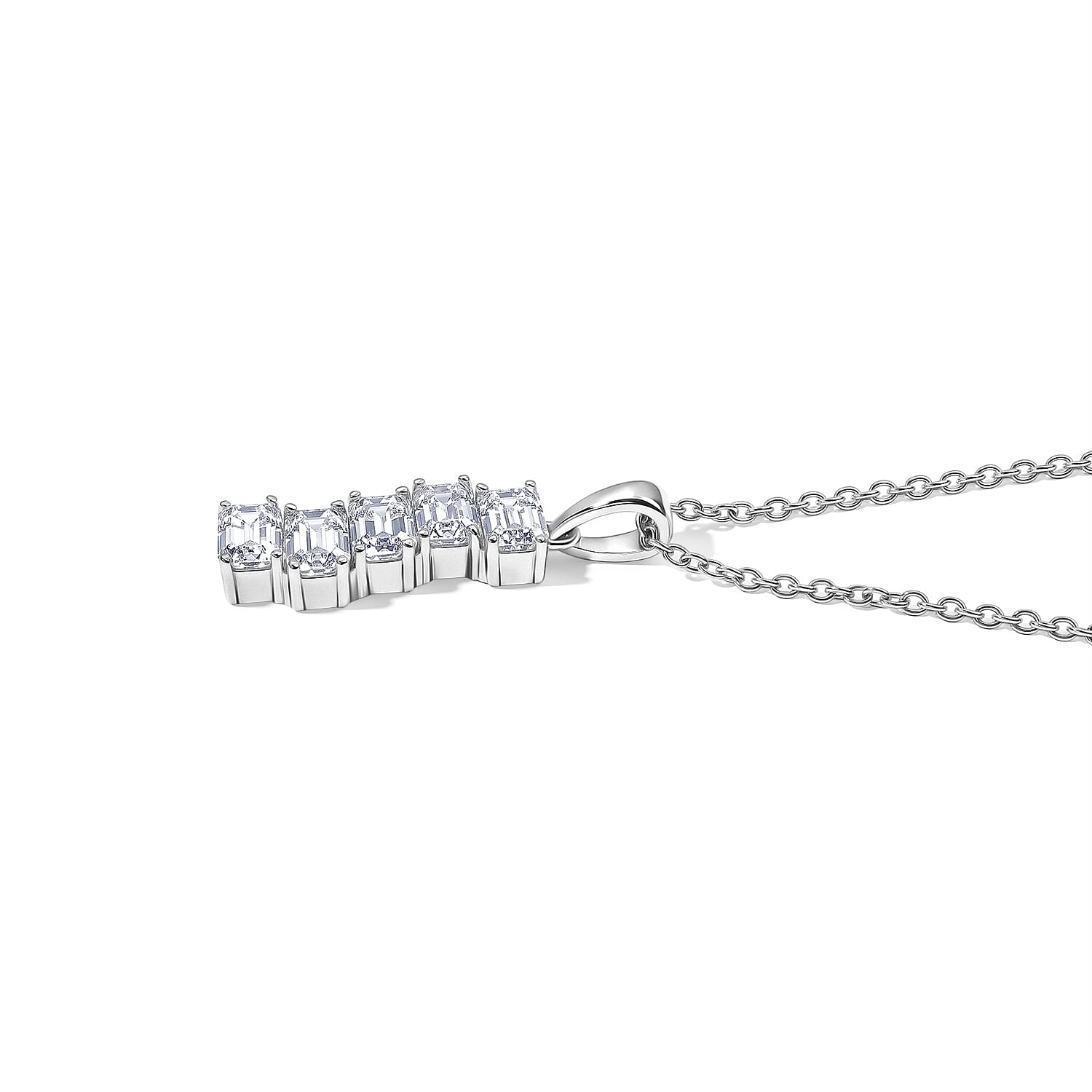 EverTrue Simulated Diamond Pendant Necklace (20 Inches) in Stainless Steel