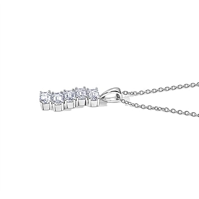 EverTrue Simulated Diamond Pendant Necklace (20 Inches) in Stainless Steel