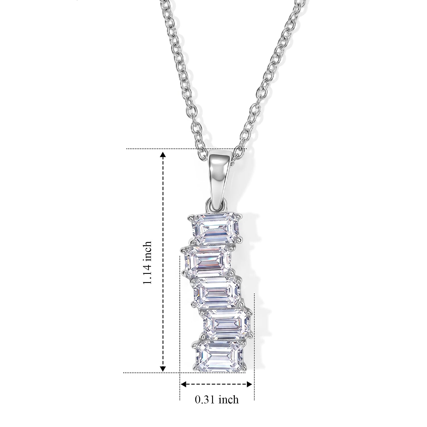 EverTrue Simulated Diamond Pendant Necklace (20 Inches) in Stainless Steel