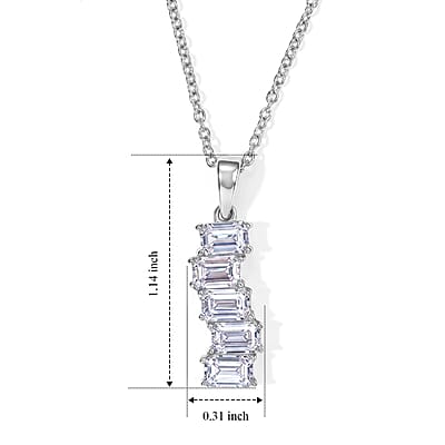 EverTrue Simulated Diamond Pendant Necklace (20 Inches) in Stainless Steel