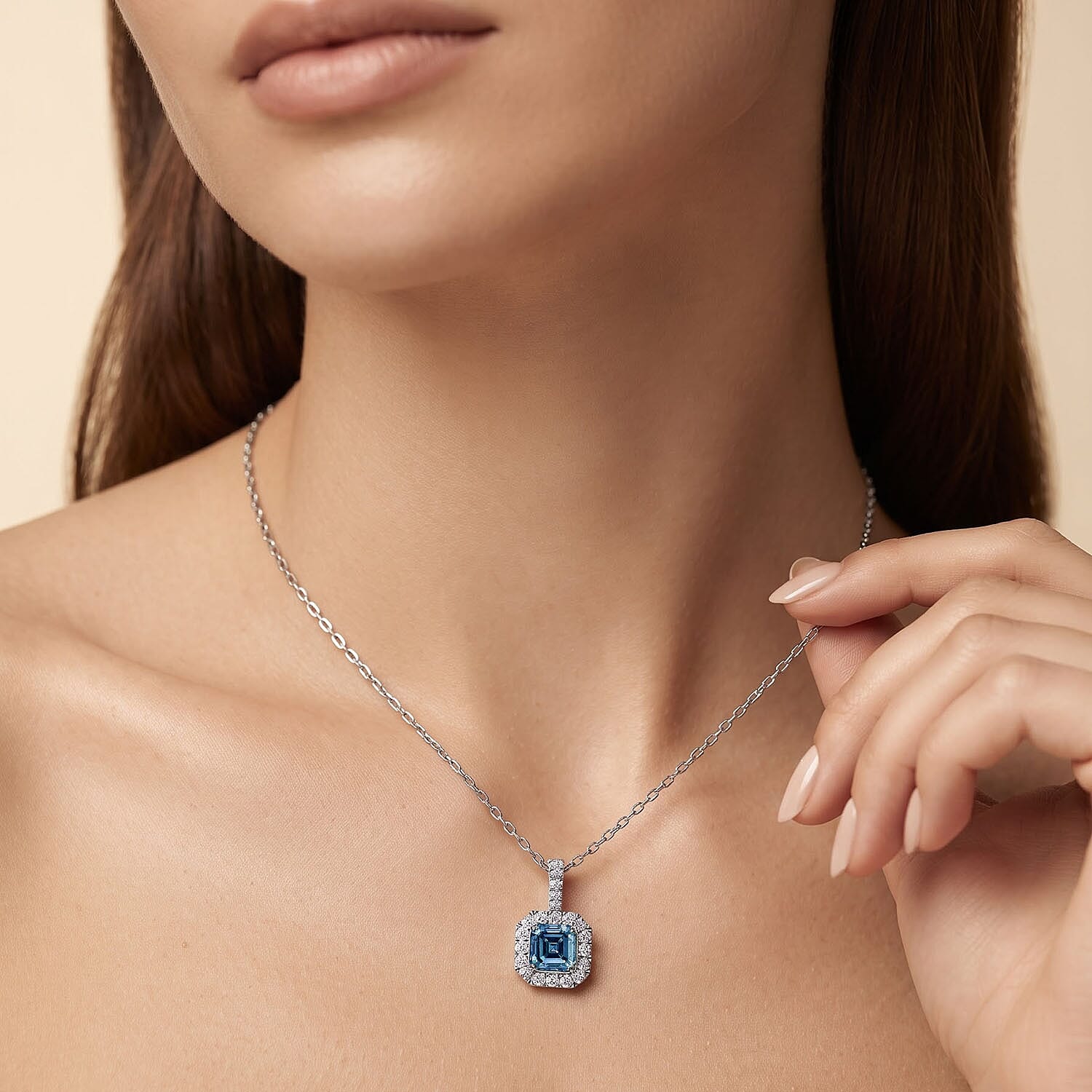 Luxuriant Lab Grown Blue Diamond IR and Lab Grown Diamond VS 2.50 ctw Pendant Necklace in 950 Platinum 20 Inches 4.85 Grams