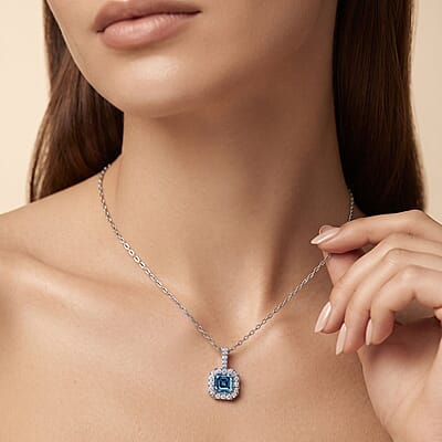 Luxuriant Lab Grown Blue Diamond IR and Lab Grown Diamond VS 2.50 ctw Pendant Necklace in 950 Platinum 20 Inches 4.85 Grams