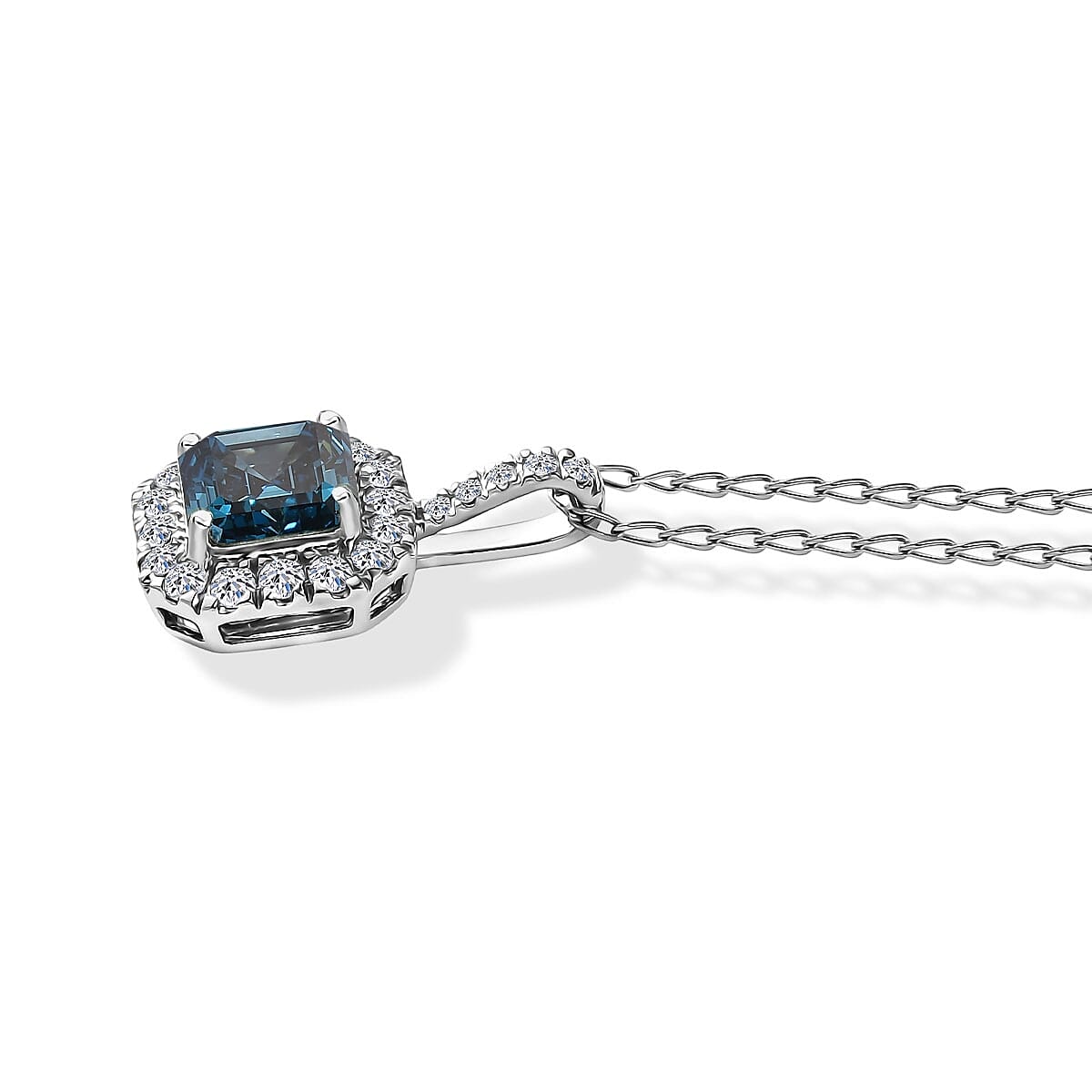 Luxuriant Lab Grown Blue Diamond IR and Lab Grown Diamond VS 2.50 ctw Pendant Necklace in 950 Platinum 20 Inches 4.85 Grams