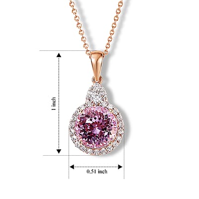 D'Joy Premium Martha Rocha Kunzite and Moissanite 3.90 ctw Pendant Necklace in 18K Vermeil Rose Gold Over Sterling Silver 18 Inches