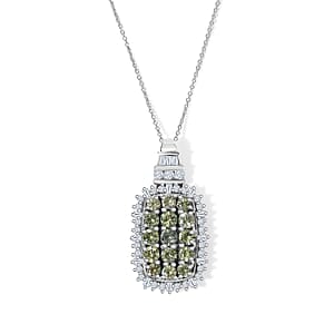 D'Joy Montana Sapphire and Moissanite 3.60 ctw Midnight Mosaic Pendant Necklace in Rhodium Over Sterling Silver 20 Inches (Ships in 10-12 Days)