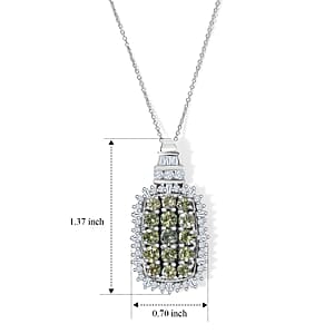D'Joy Montana Sapphire and Moissanite 3.60 ctw Midnight Mosaic Pendant Necklace in Rhodium Over Sterling Silver 20 Inches (Ships in 10-12 Days)