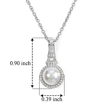 EverTrue Freshwater Pearl and Moissanite 0.20 ctw Pendant in Platinum Bond with Stainless Steel Necklace (20 Inches)