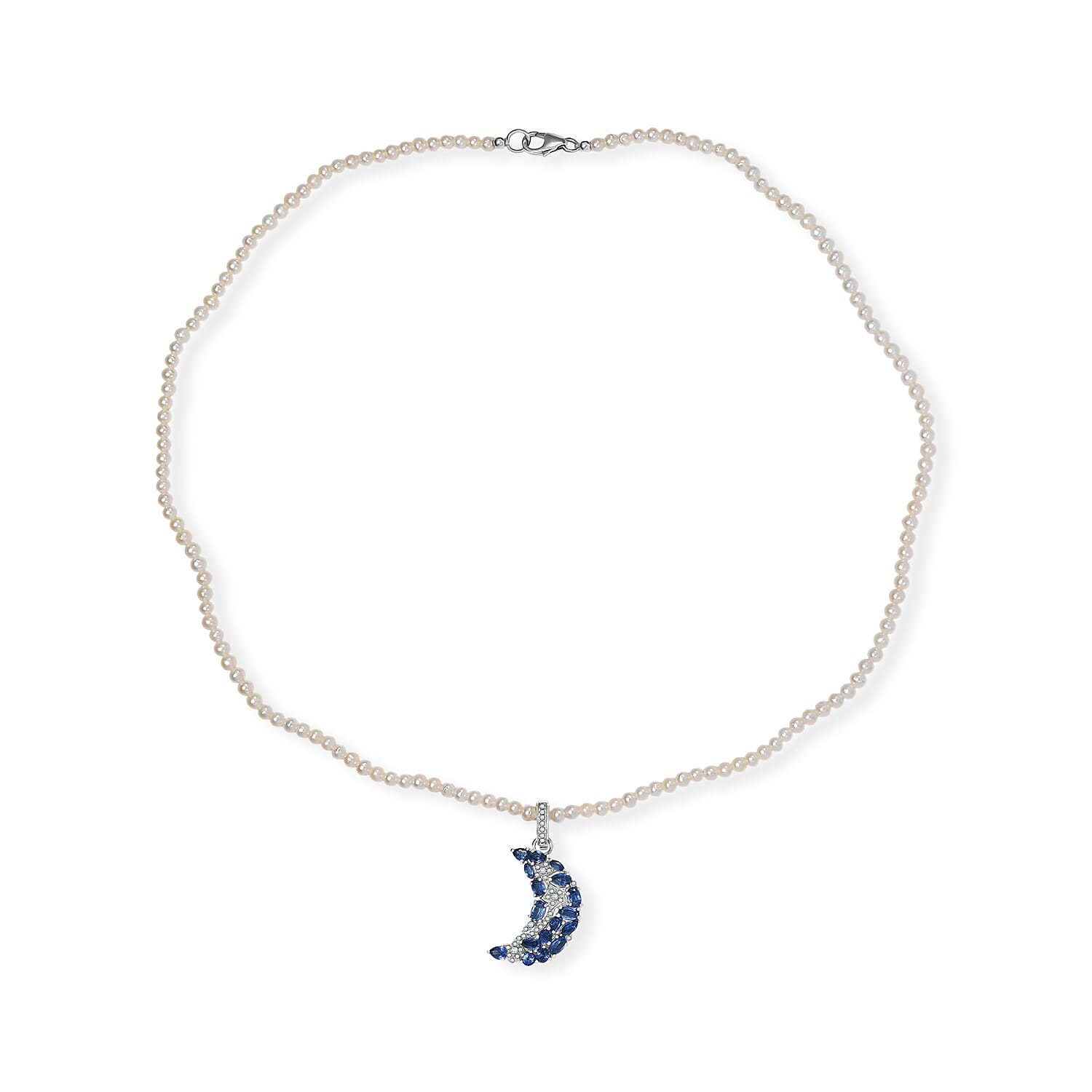GP Celestial Dream Collection Kashmir Kyanite and Multi Gemstone 43.50 ctw Pendant with Beaded Necklace (20 Inches) in Rhodium Over Sterling Silver