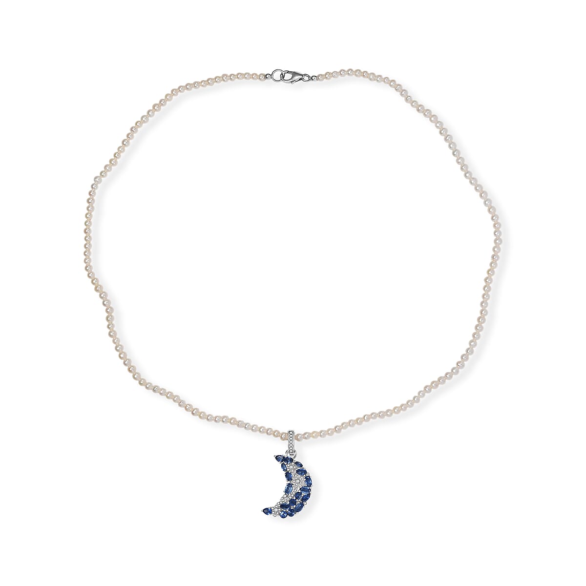 GP Celestial Dream Collection Kashmir Kyanite, Multi Gemstone Pendant with Beaded Necklace (20 Inches) in Rhodium Over Sterling Silver 43.50 ctw image number 2