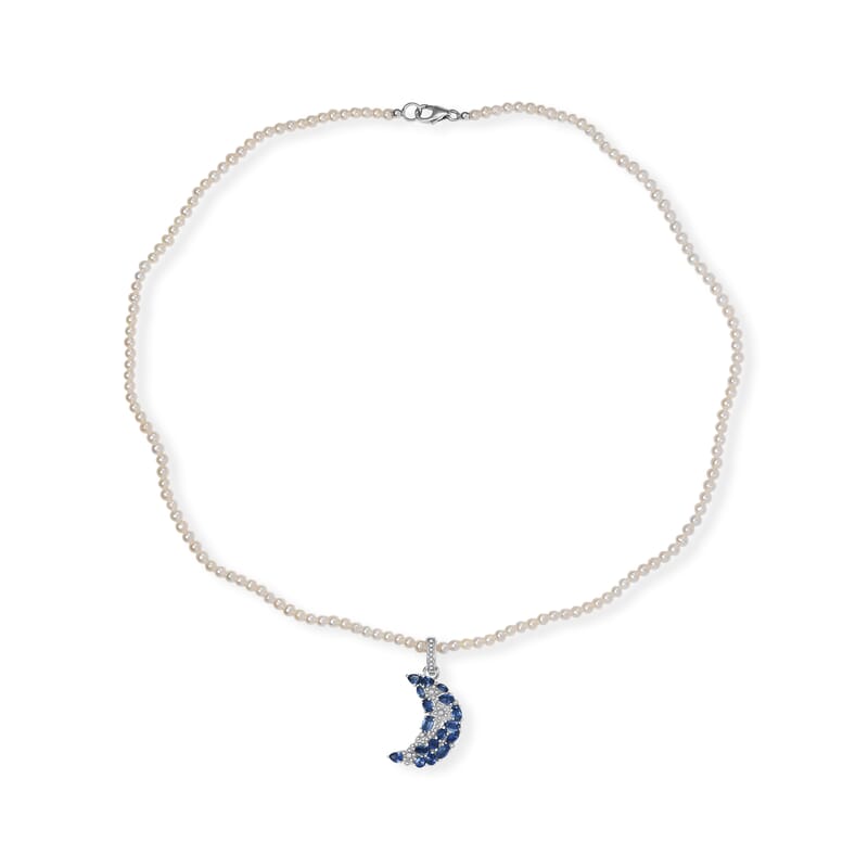 GP Celestial Dream Collection Kashmir Kyanite and Multi Gemstone 43.50 ctw Pendant with Beaded Necklace (20 Inches) in Rhodium Over Sterling Silver